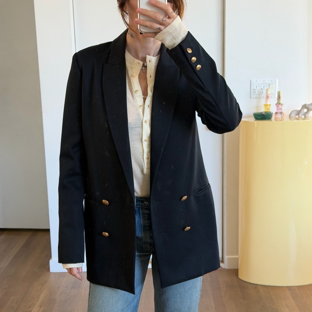 yaya aflalo navy tailored blazer